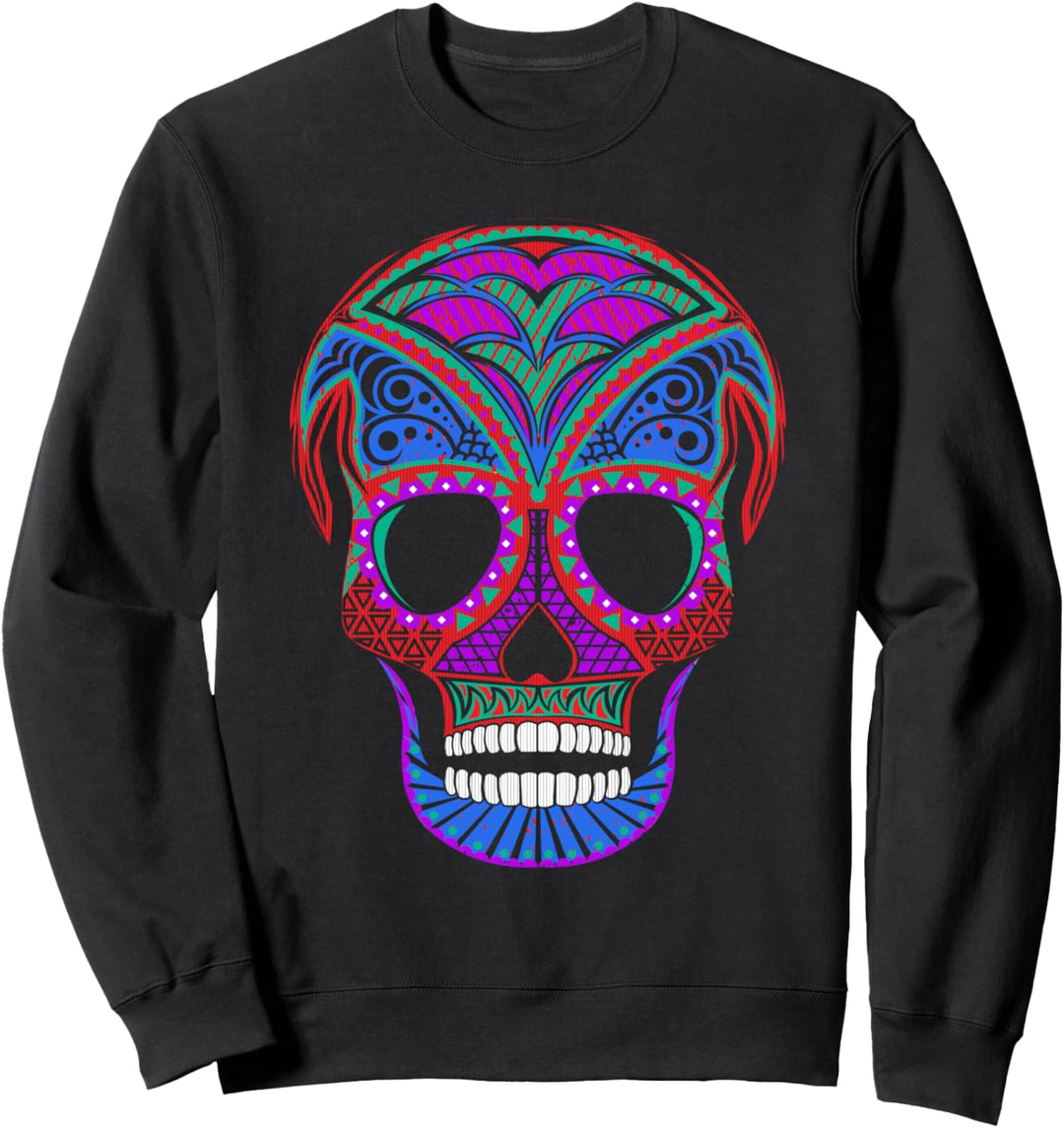 Bunte dekorierte Schädel-Halloween-Kostüm-mexikanische Sweatshirt