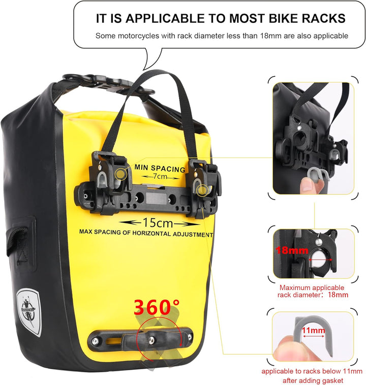 Rhinowalk Fahrrad Gepäckträgertasche Wasserdicht 7L Fahrradtasche für Gepäckträger Fahrrad Trägertas