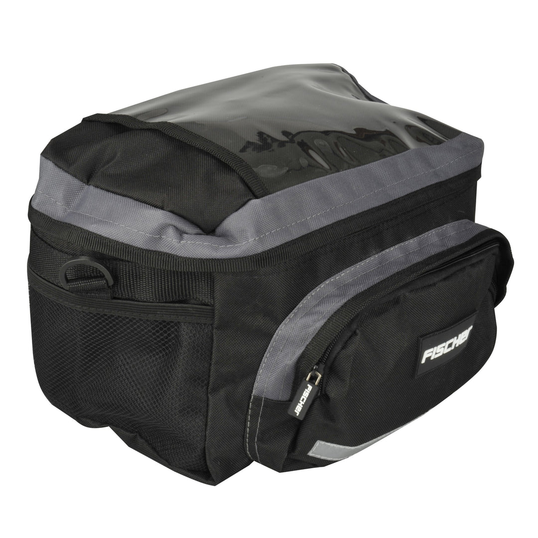 FISCHER Lenkertasche mit wasserdichter Regenhaube, Schwarz