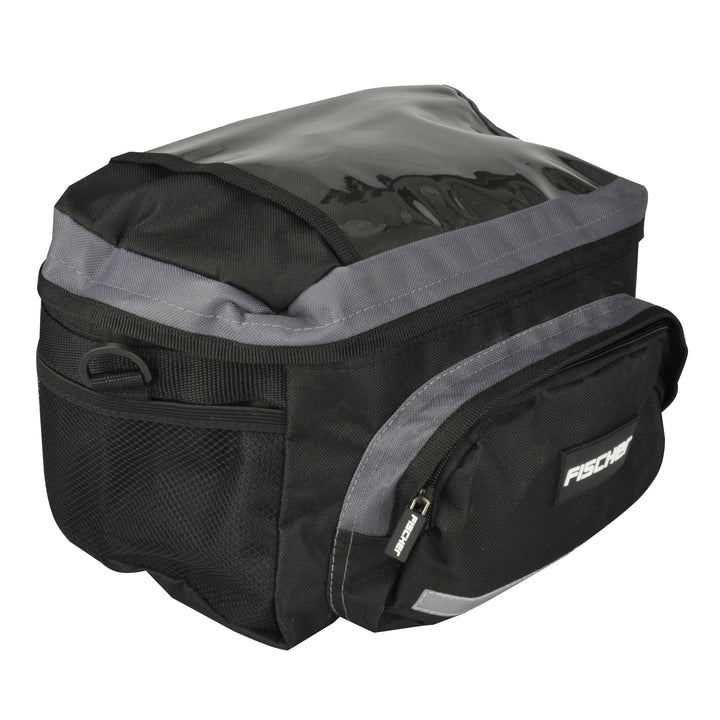 FISCHER Lenkertasche mit wasserdichter Regenhaube, Schwarz