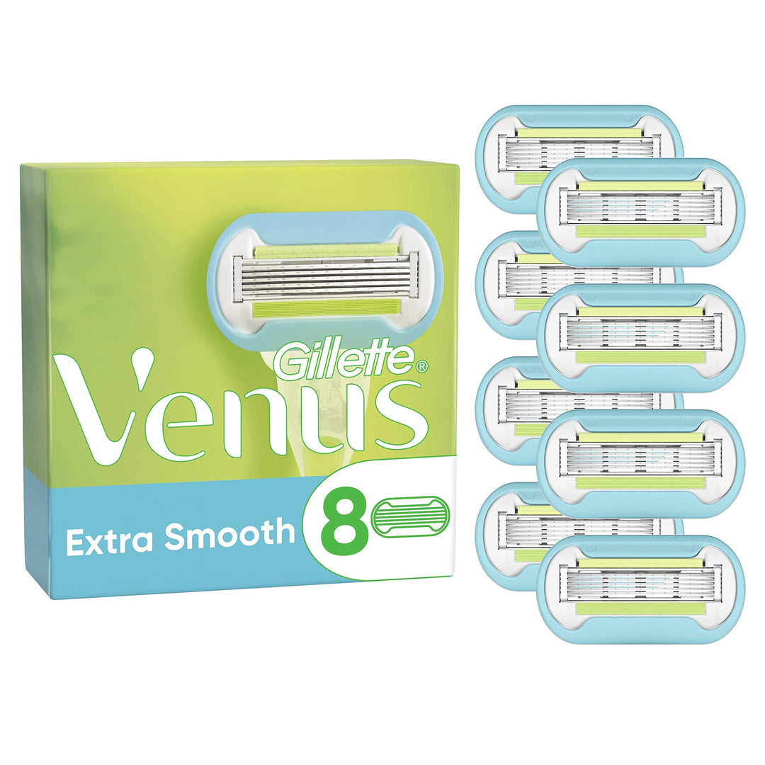 Gillette Venus Extra Smooth Rasierklingen Damen, 8 Ersatzklingen für Damenrasierer mit 5-fach Klinge