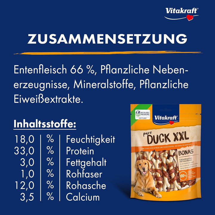Vitakraft Entenfleischstreifen XXL, Hundesnack mit magerem Entenfleisch, im wiederverschliessbaren X