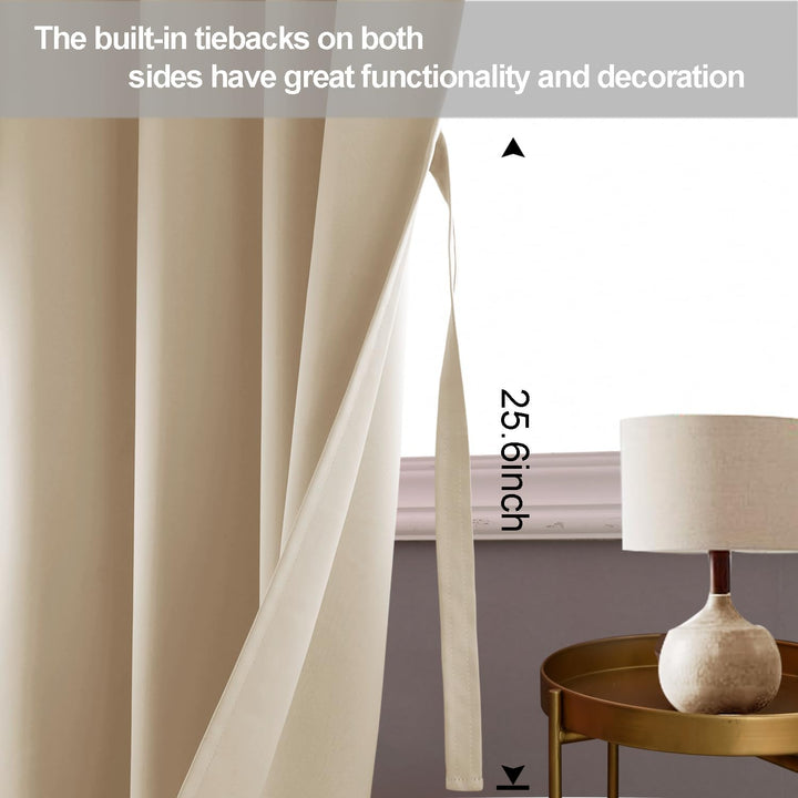 JIUZHEN Blickdicht Vorhänge Gardinen Ösenvorhang für Schlafzimmer Wohnzimmer,Beige Verdunkelungsvorh