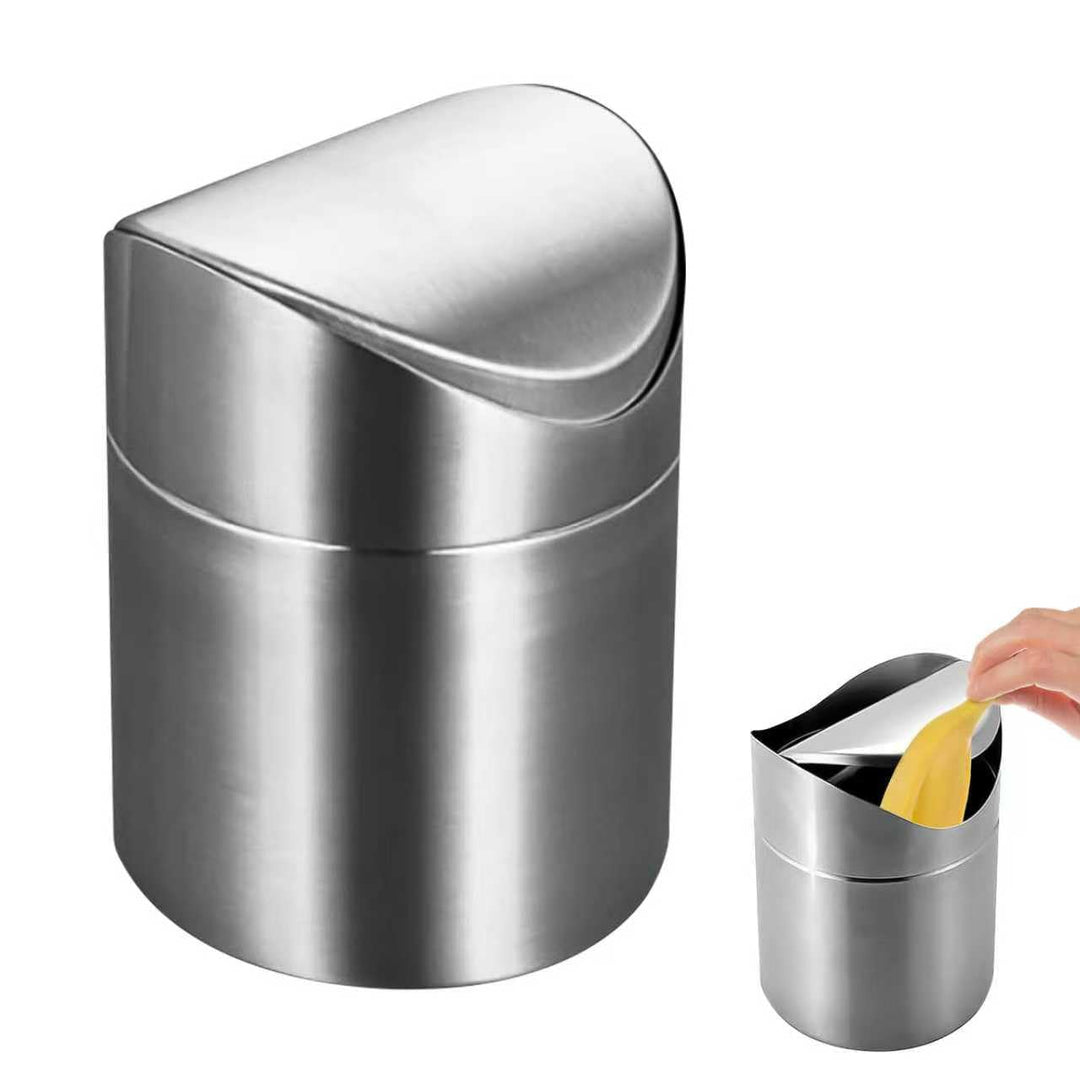 Tischmülleimer mit Deckel, 2L Tischabfalleimer Edelstahl, Klein Papierkorb mit Schieberegler Multifu