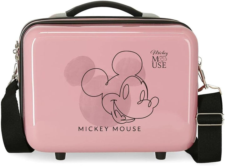 Disney Mickey Outline Kulturbeutel, anpassbar, mit Umhängetasche, rosa, 29 x 21 x 15 cm, starr, ABS