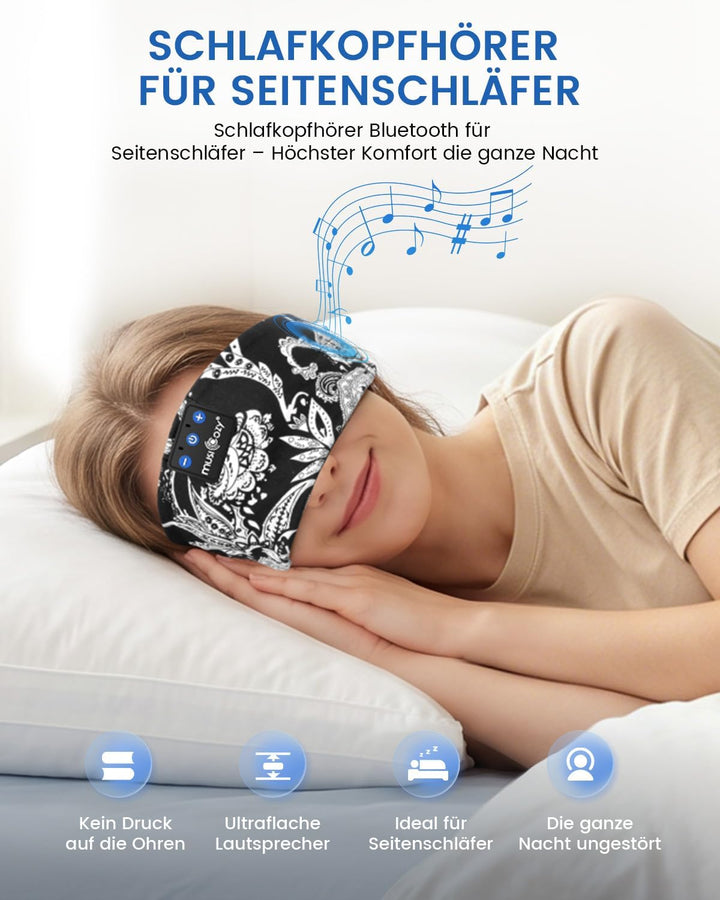 MUSICOZY Schlafkopfhörer Bluetooth 5.4, Bequem &amp; Ultraleicht Stirnband kopfhörer zum Schlafen mit Hi