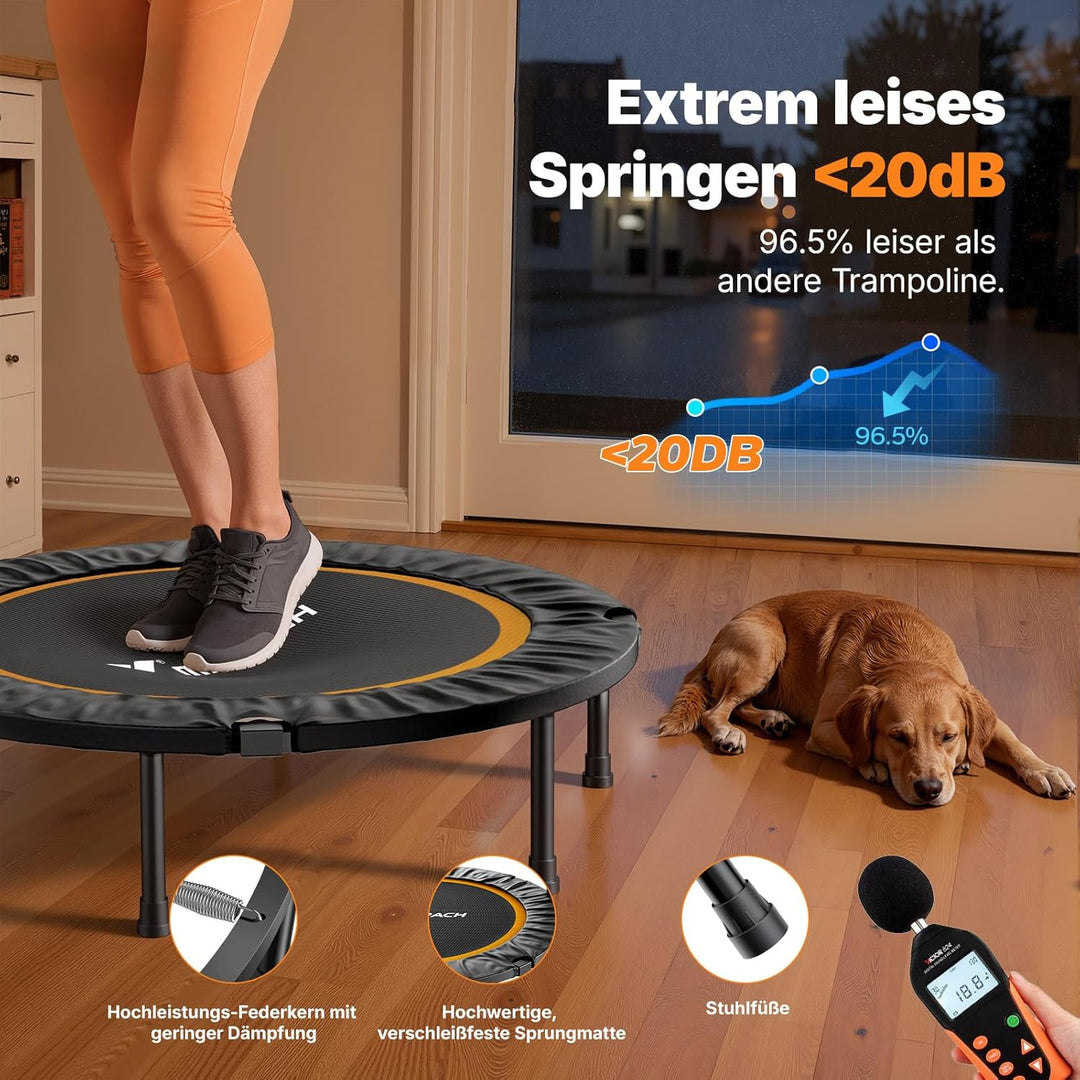 MERACH Mini Trampolin - 102cm/122cm Fitness Trampolin Faltbar, Maximale Belastung 150 KG, Trampoline