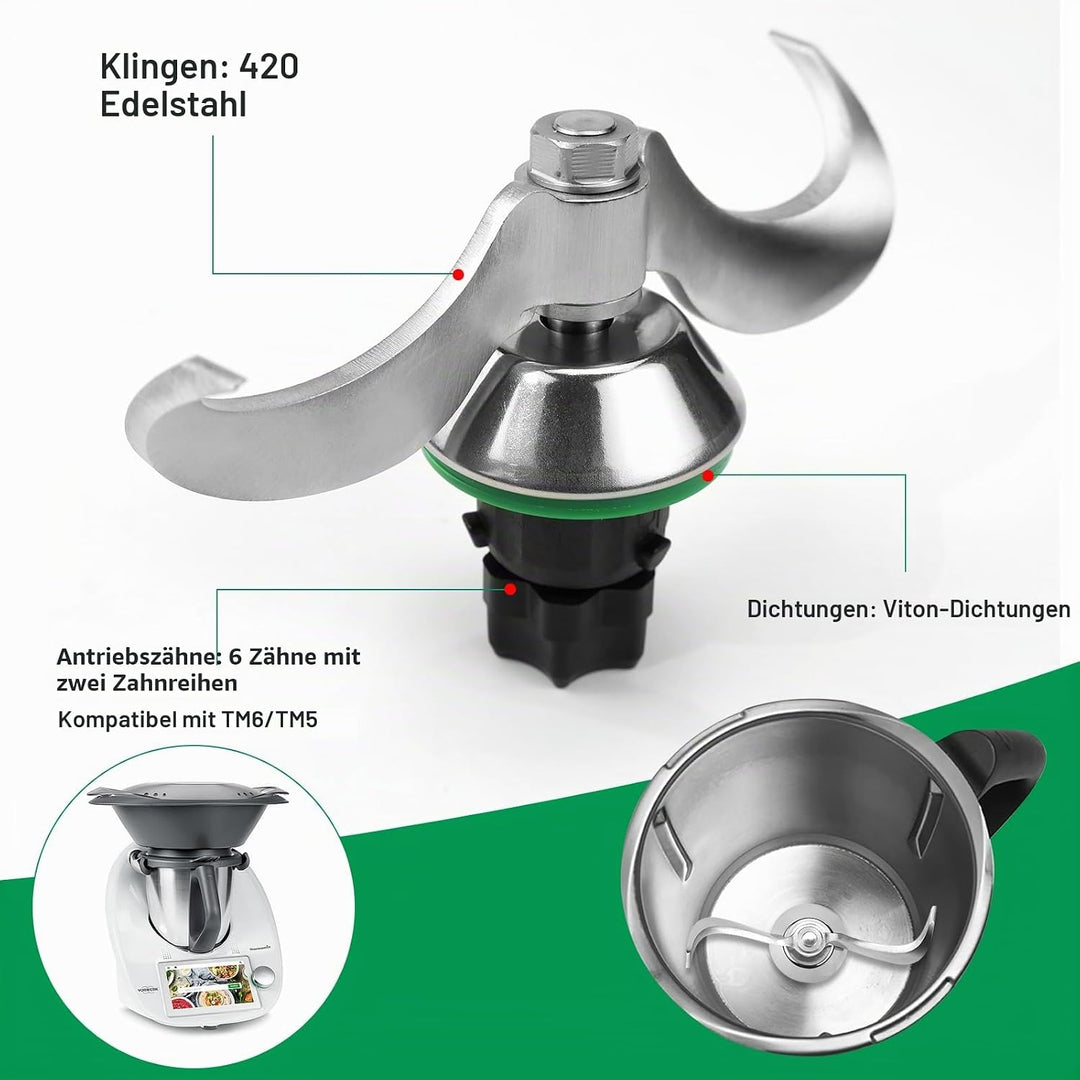 Teigmischmesser für Thermomix TM7 TM6 TM5, Thermomix Zubehör, Teigknetmesser aus Edelstahl, Schnelle