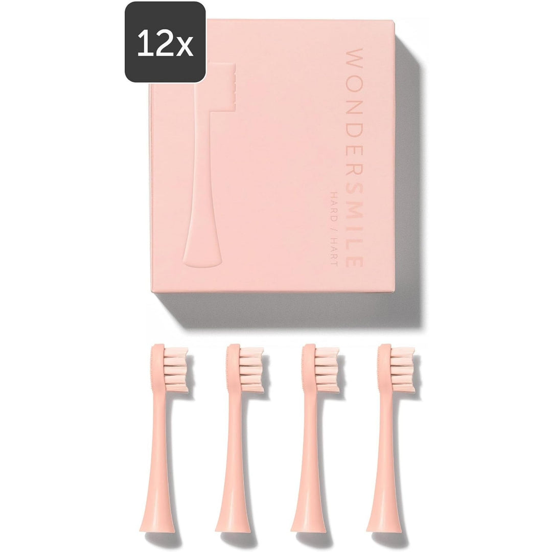 Wondersmile Ersatzbürsten Schallzahnbürste (Hard, Atomic Rose, 12er Pack) - Bürstenköpfe für Wonders