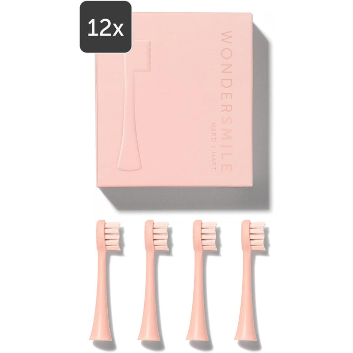Wondersmile Ersatzbürsten Schallzahnbürste (Hard, Atomic Rose, 12er Pack) - Bürstenköpfe für Wonders