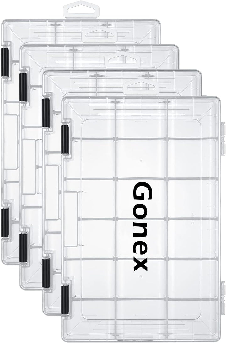 Gonex Köderboxen Angeln, Tackle Boxes 3/4 Stück, Transparente Kunststoff Angelbox mit Verstellbaren