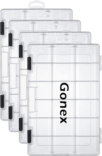 Gonex Köderboxen Angeln, Tackle Boxes 3/4 Stück, Transparente Kunststoff Angelbox mit Verstellbaren
