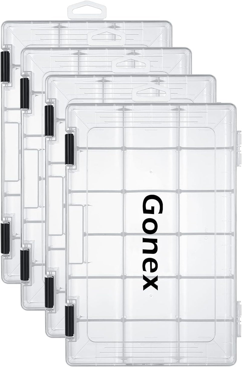 Gonex Köderboxen Angeln, Tackle Boxes 3/4 Stück, Transparente Kunststoff Angelbox mit Verstellbaren