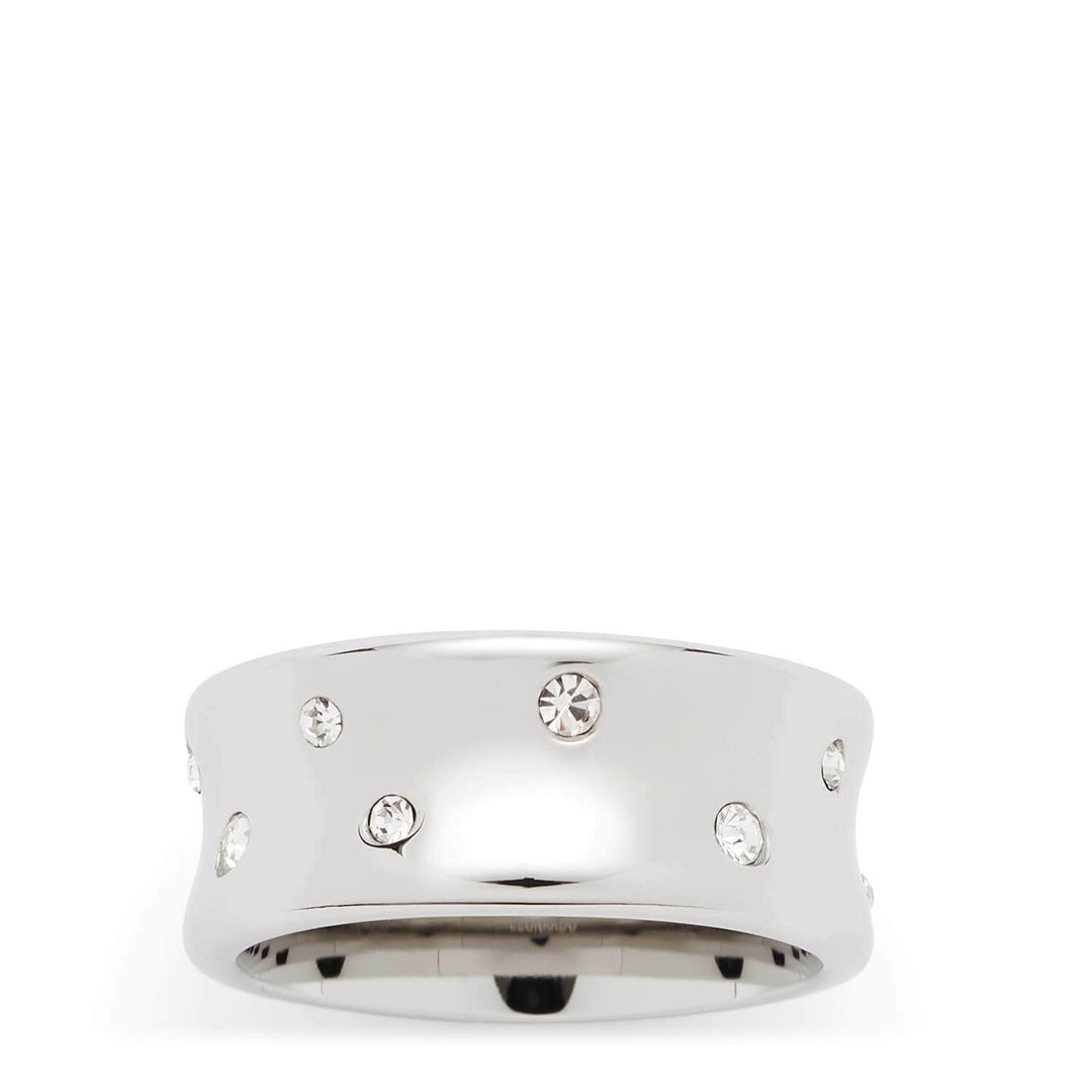 Leonardo Jewels Damenring rundherum mit silbernen Kristallen besetzt I Fingerring aus Edelstahl leic