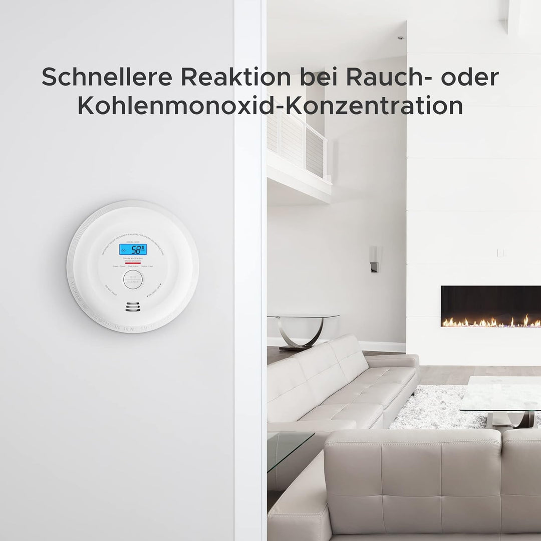 X-Sense Rauch- und Kohlenmonoxid Melder mit LCD-Anzeige, Batterie mit 10 Jahre Lebenszeit, doppelsen