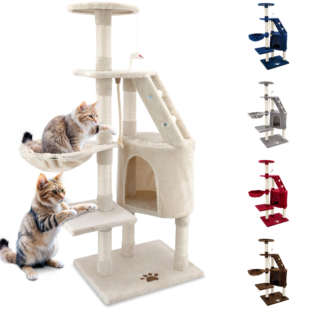 Beltom® KRATZBAUM KATZENKRATZBAUM KLETTERBAUM KATZENBAUM SPIELBAUM Park Spiele H. 120 cm - Beige, Be