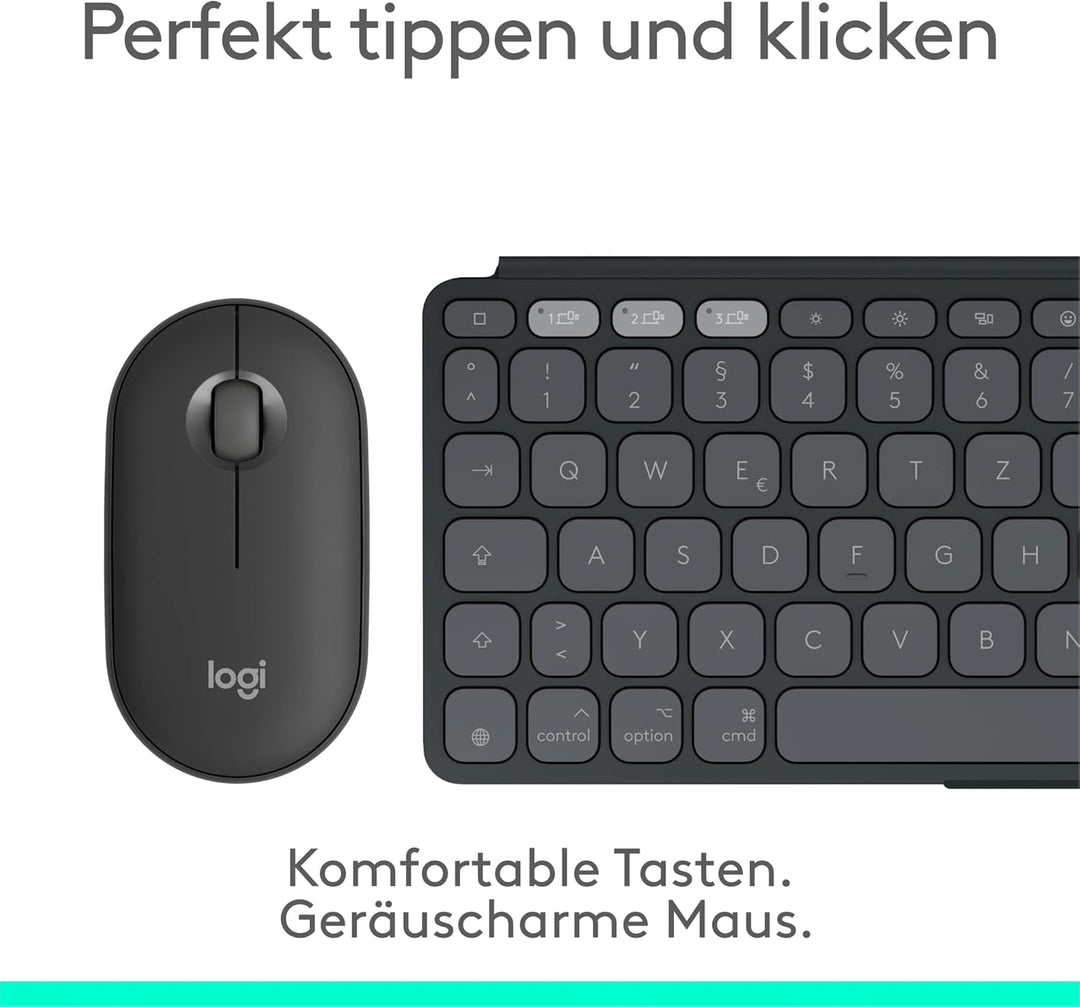Logitech Keys-to-GO 2 Mobile Bluetooth-Tastatur + Pebble Mouse 2 Bluetooth-Maus M350s, leichtes, kab