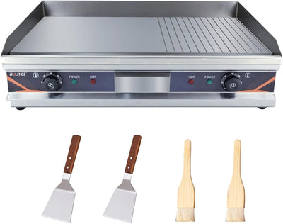 DULNICE Grillplatte elektrisch Gastro Tischgrill Elektrogrill Edelstahl Gusseisen, mit 73 x 43cm Gri