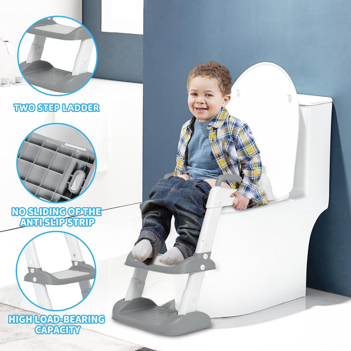 Toilettensitz Toilettentrainer mit Treppe und Griffe Faltbar Kinder WC Sitz Toilette Toilettentraine