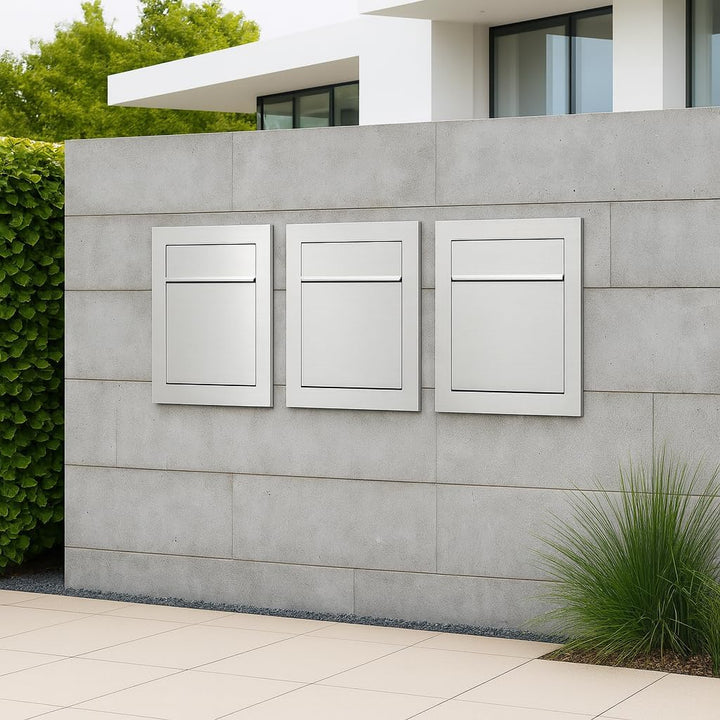 Unterputz Briefkasten Edelstahl INOX Einbaubriefkasten flächenbündig wetterfest Wandmontage mit Schl