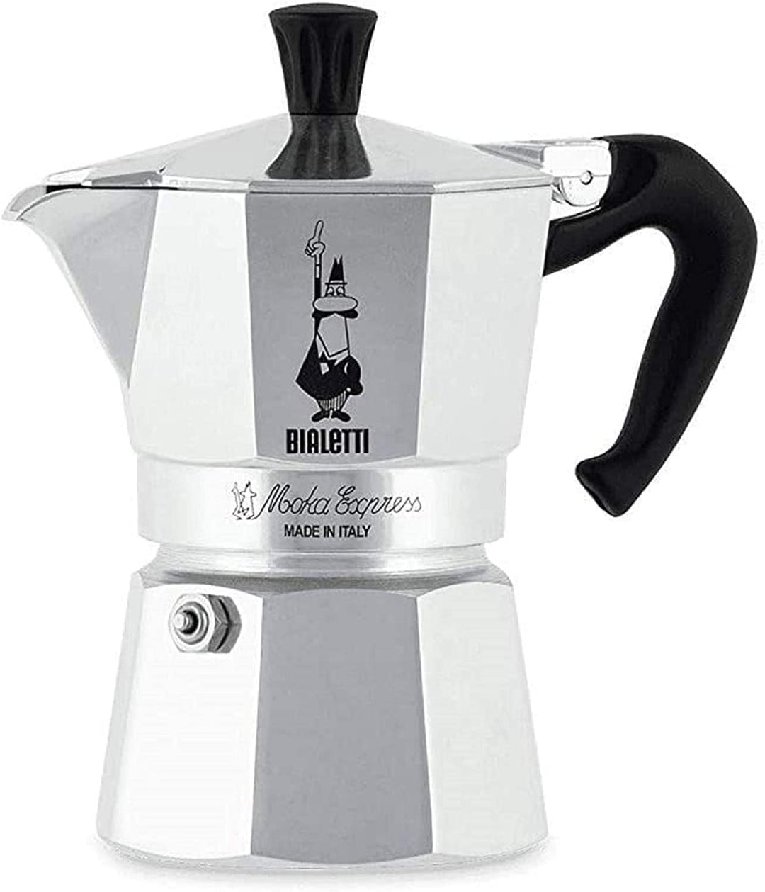 Bialetti Express Moka Pot, 1-Cup, Aluminum Silver, 6857, Aluminium Silber Aluminium Silber 1-Cup Top