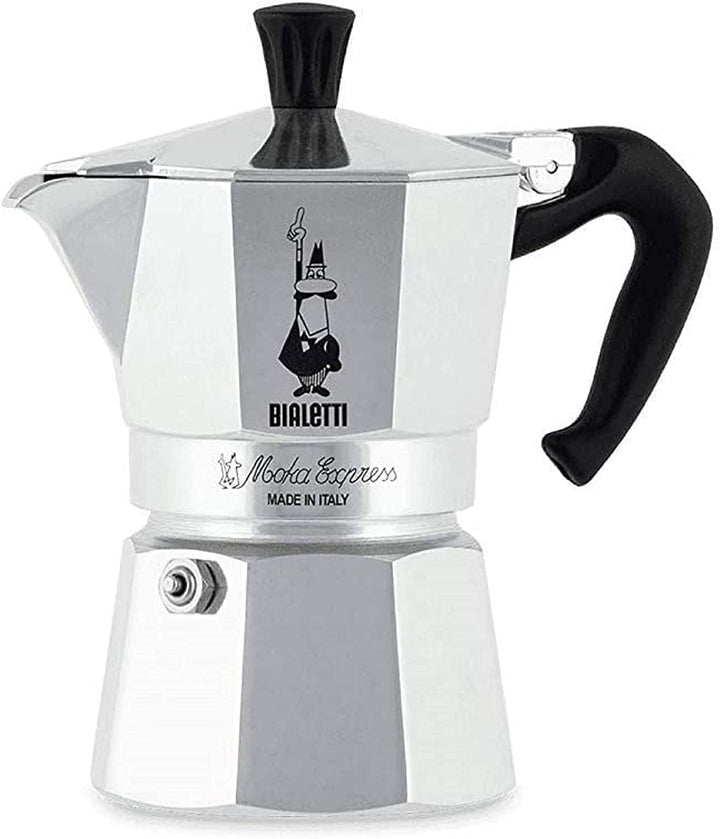 Bialetti Express Moka Pot, 1-Cup, Aluminum Silver, 6857, Aluminium Silber Aluminium Silber 1-Cup Top