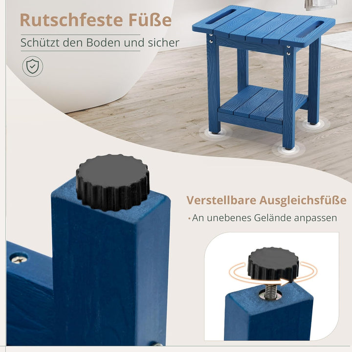 LUE BONA HDPS Duschbänke, Duschhocker zum Rasieren der Beine mit Ablage, wasserdichter Badstuhlsitz