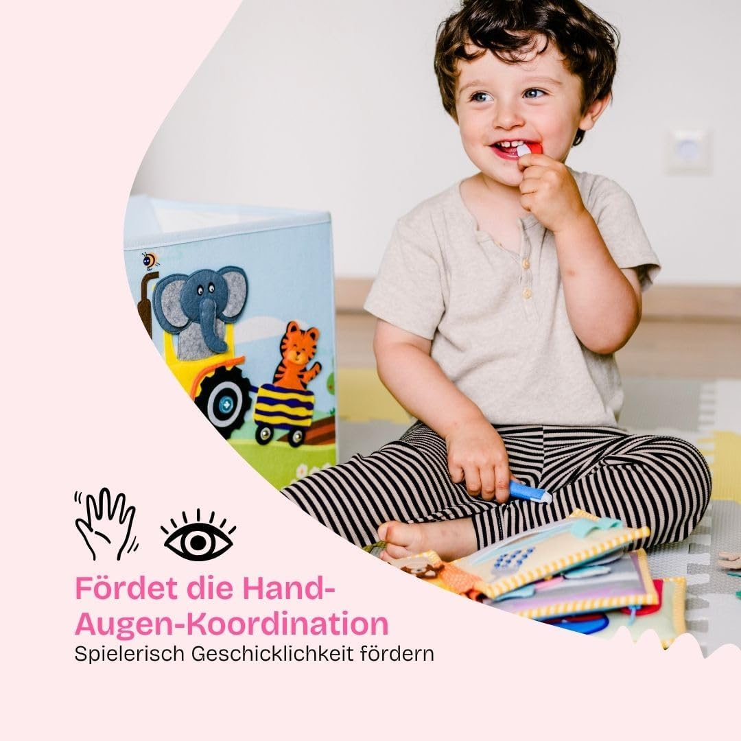 Jolly Designs 6-seitiges Mini Quiet Book Home Sweet Home- Montessori Lernspielzeug Tus Hochwertigem