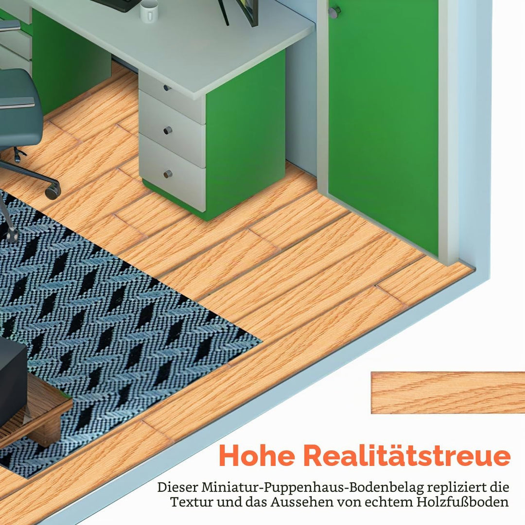 DOITOOL Mini-Puppenhaus-Bodenbelag im Massstab 1:12, 40 Stück, Mini-Puppenhaus-Bodenbretter, selbstk