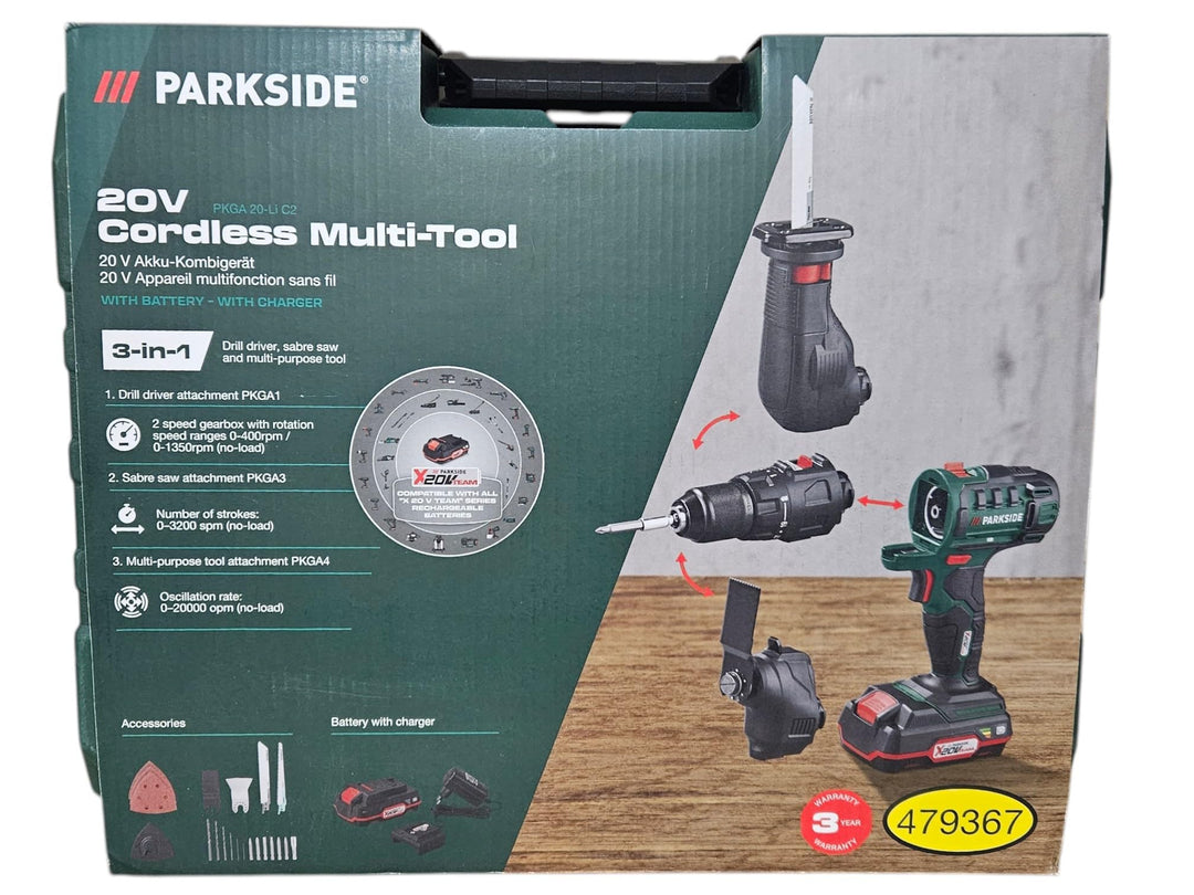 PARKSIDE® 20V Akkuschrauber Kombigerät 3in1 PKGA 20-Li C2, ohne Akku u. Ladegerät, Multifunktionsger