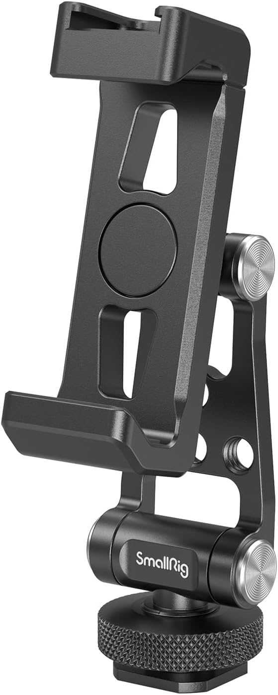SMALLRIG Metall Handyhalterung mit Kaltschuh, universeller Telefonhalter unterstützt frei einstellba