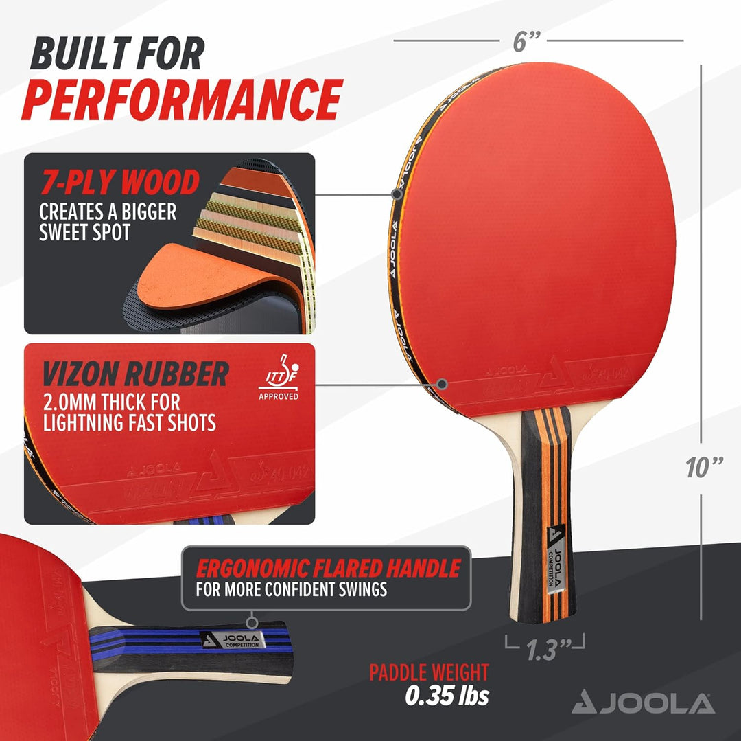 JOOLA Tischtennis-Set Family, Tischtennis-Set mit 4 Tischtennisschlägern, Tischtennisbällen und Trag