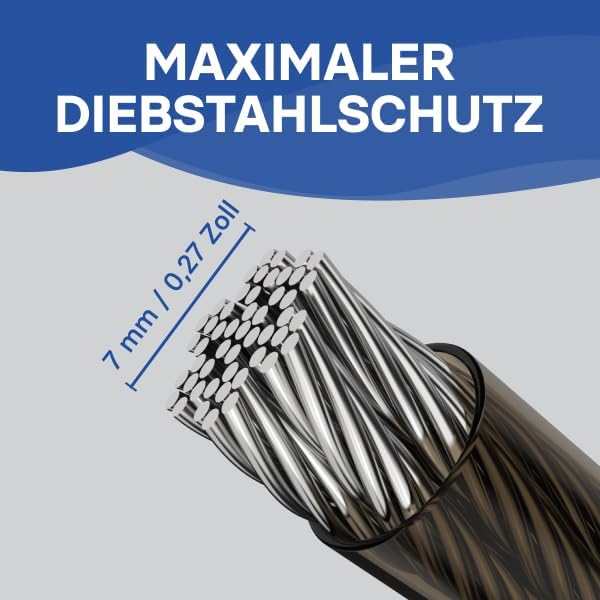 EVEREST FITNESS Universal Schlaufenkabel 20m Länge - Stahlseil mit Kunststoff ummantelt - Stahlkabel