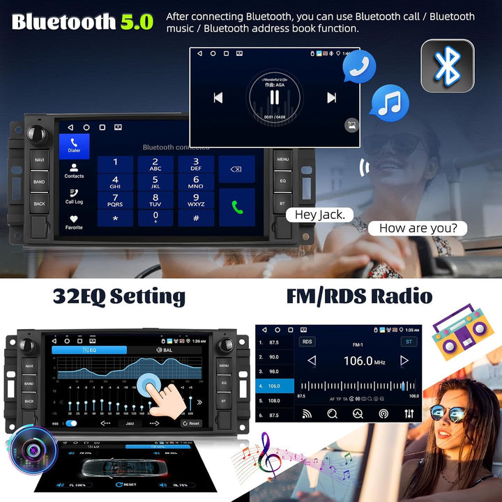 Android 15, 4G+64G CAMECHO Autoradio für Jeep Wrangler Compass Grand Cherokee/Chrysler 300C/Dodge Ra