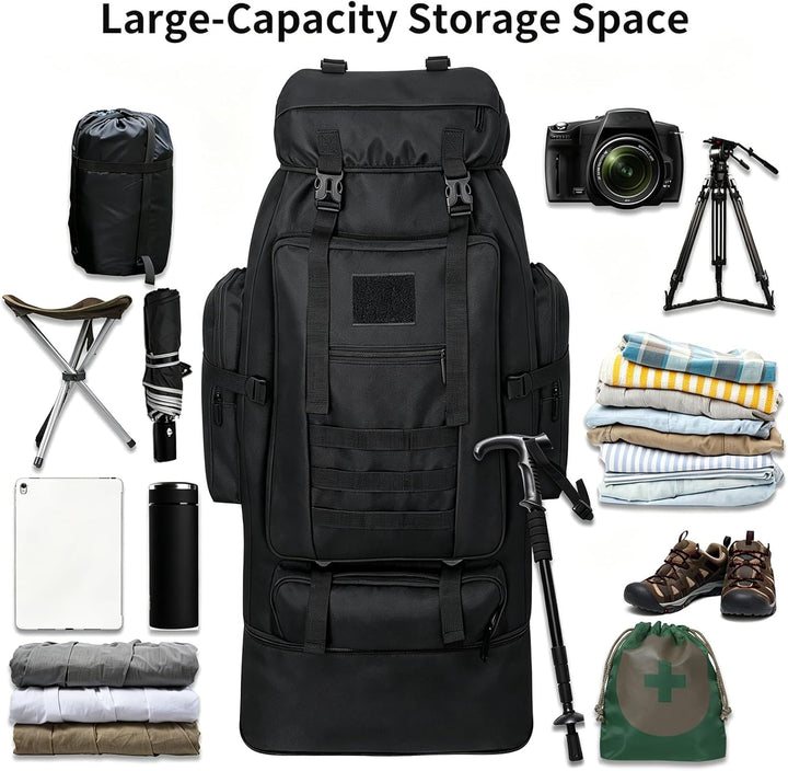 80L Camping-Wanderrucksack, 80 Liter Grosser Survival-Jagdrucksack Herren, wasserdichter taktischer