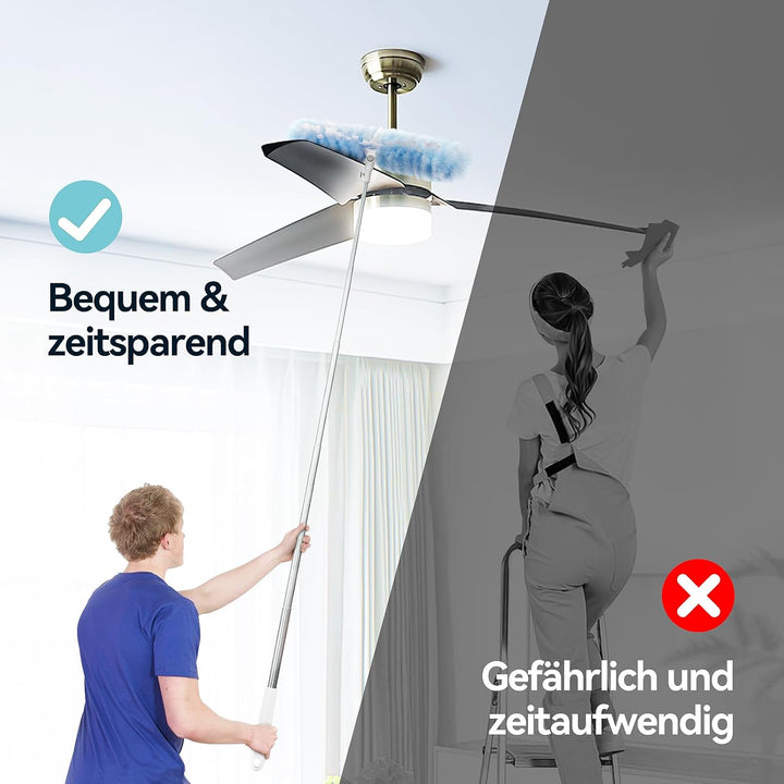 AIR U+ 180cm Staubwedel Teleskop mit 20 Stück für Swiffer - Staubwedel Lang Ausziehbar, Einweg Mikro