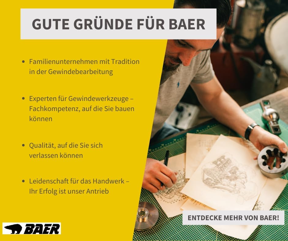 BAER SET HSS: Sechskant Schneidmuttern: M 3-12 - Schneidmutter Set - Schneideisen-Satz - Sechskantsc