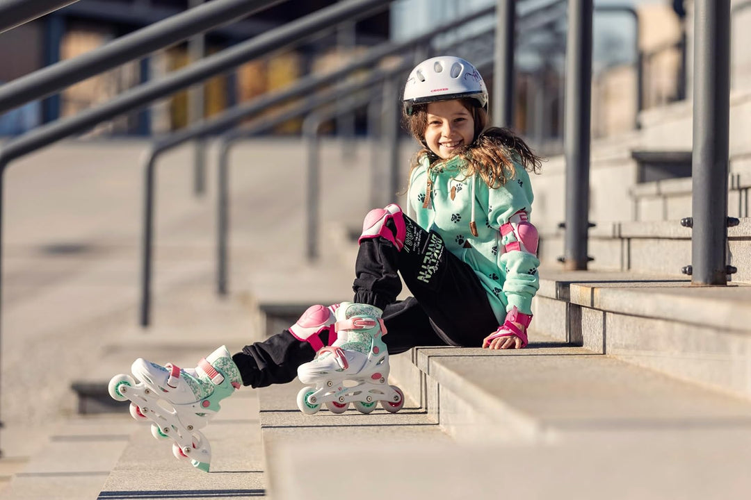 4in1 Inlineskates/Triskates/Rollschuhe/Schlittschuhe mit LED Leuchtrad verstellbar 26-29 (15,5cm-18c