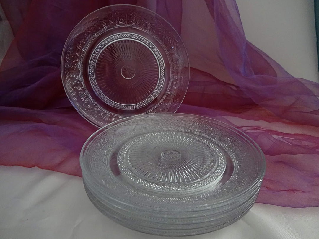 6 Schöne nostalgische Kuchenteller Dessertteller Teller Servierplatte Glas 20 cm