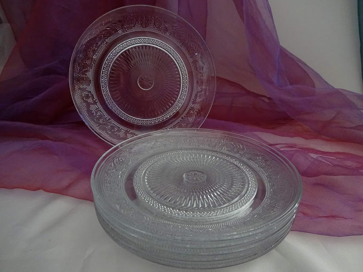 6 Schöne nostalgische Kuchenteller Dessertteller Teller Servierplatte Glas 20 cm