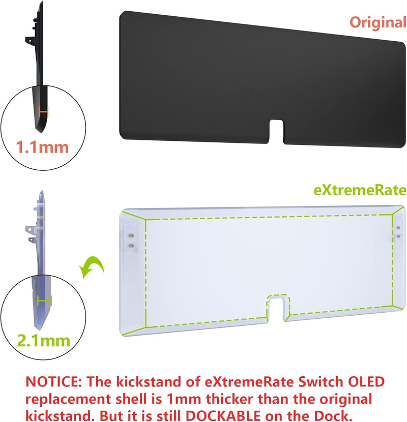 eXtremeRate Full Hülle für nintendo Switch OLED, DIY-Ersatz Konsole case & Kickstand, NS Joycon Gehä