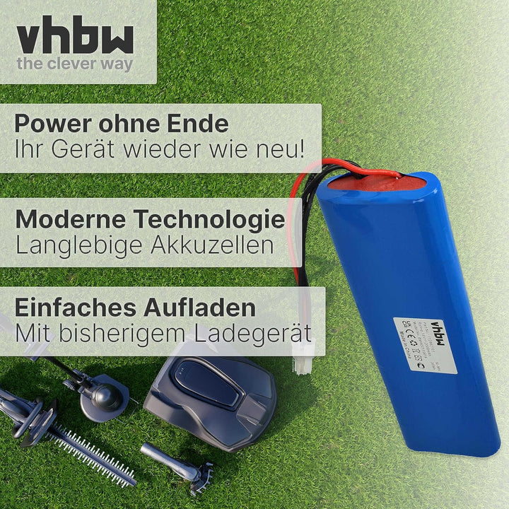 vhbw NiMH Akku 2000mAh (18V) kompatibel mit Rasenmäher Rasenroboter Gardena Robotic R160, Husqvarna