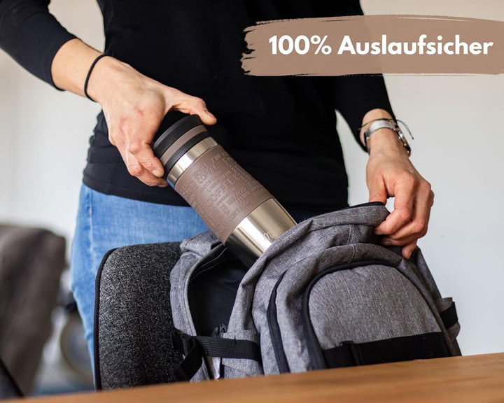 Milu Thermobecher Kaffee to go 370ml, 450ml Isolierbecher Kaffeebecher - 100% Auslaufsicher - Trinkb