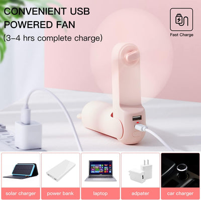JISULIFE Handventilator Mini Ventilator 3 IN 1, mit 4500 mAh Powerbank USB Akku Klein Ventilator, Ba