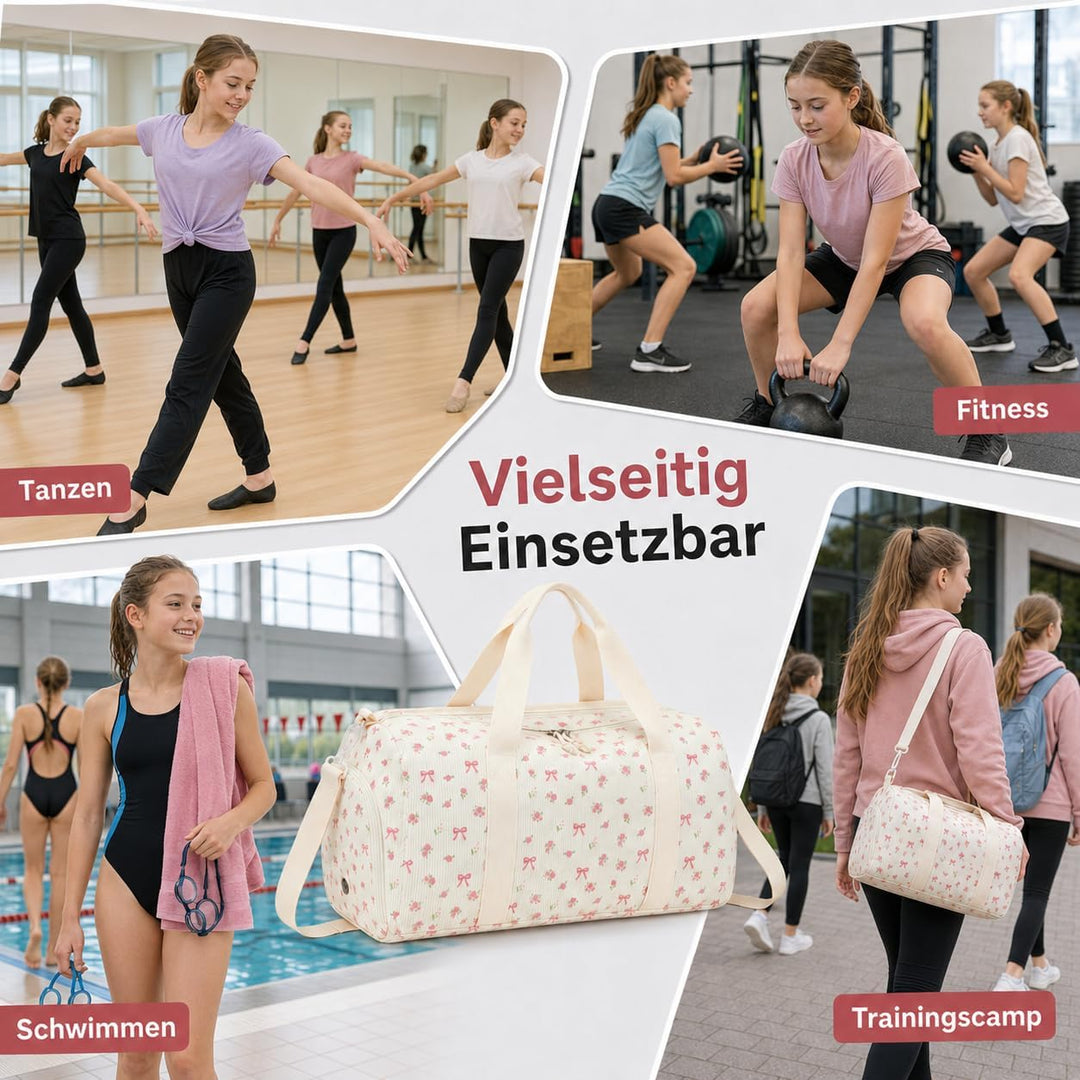 Sporttasche Kinder Schwimmtasche Jungen Damen mit Schuhfach und Nassfach Badetasche Teenager Kleine