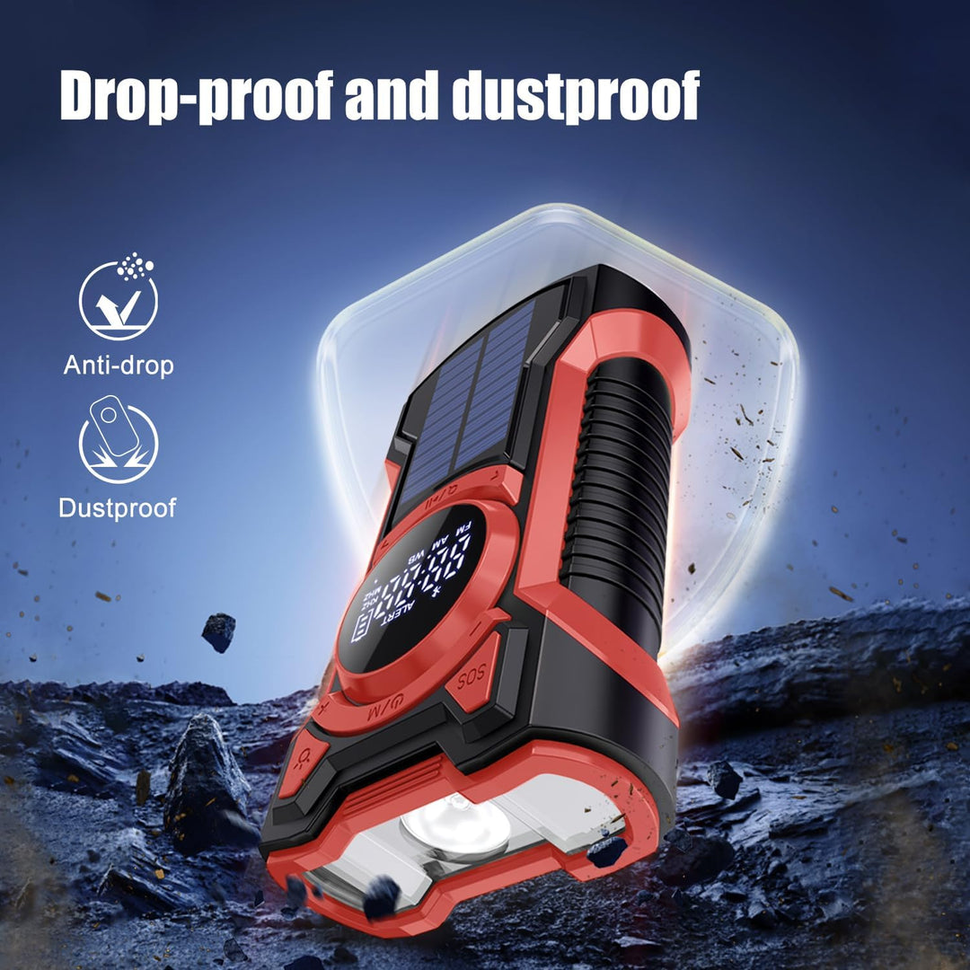 5000 mAh Handkurbel Notfallradio, Wasserdichtes Solarbetriebenes Überlebensradio, Tragbares Bluetoot