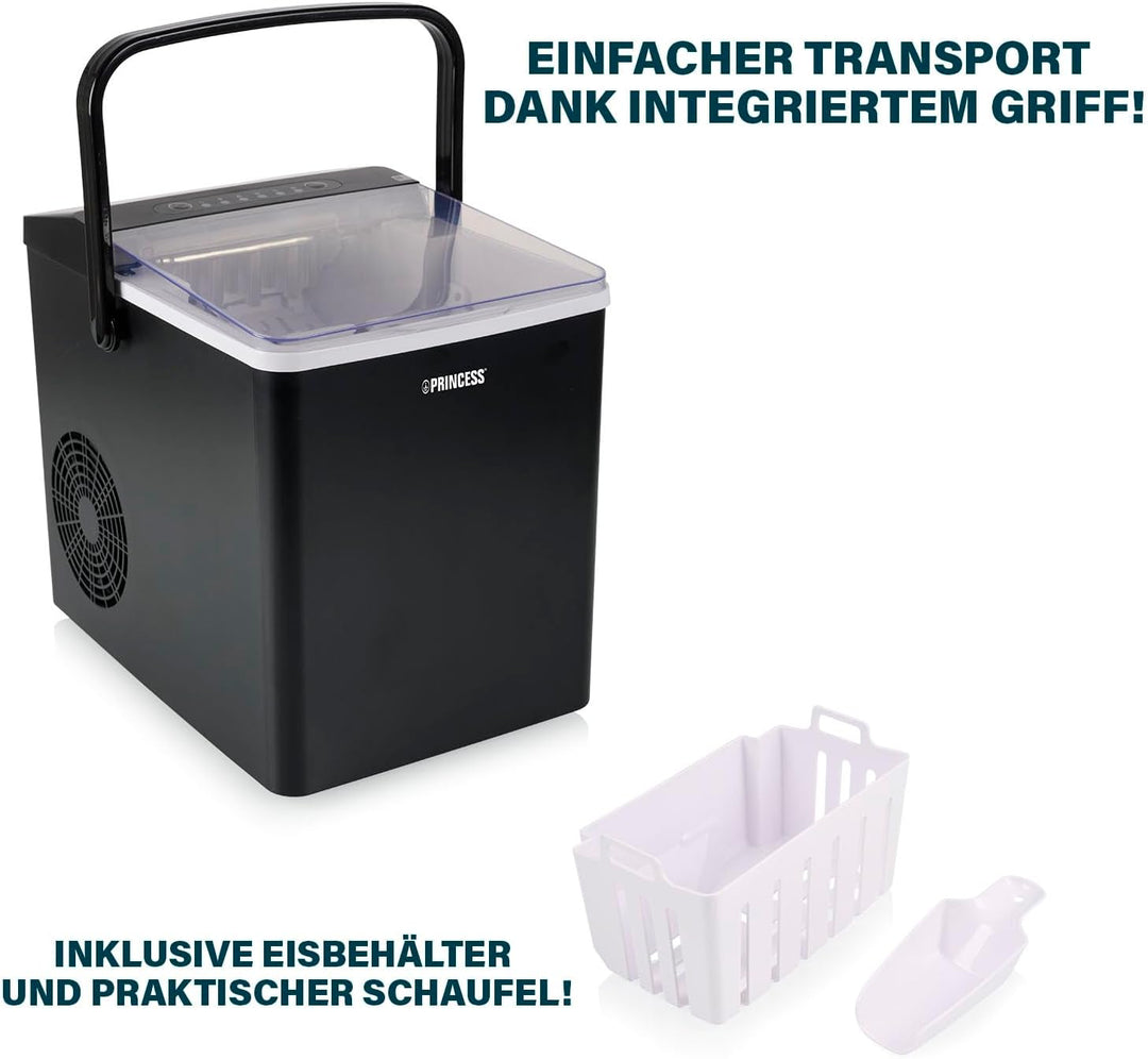 Princess Eiswürfelmaschine XXL - 1,75 L Wassertank 9 Eiswürfel in 6 Min. - Produziert bis zu 12 kg E