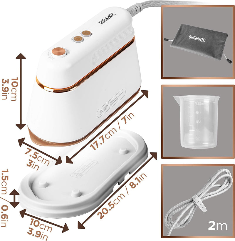 Duronic HS90 WE 2-in-1 Dampfbügeleisen | Bügeleisen und Dampfglätter | Reisebügeleisen mit 1200 W |