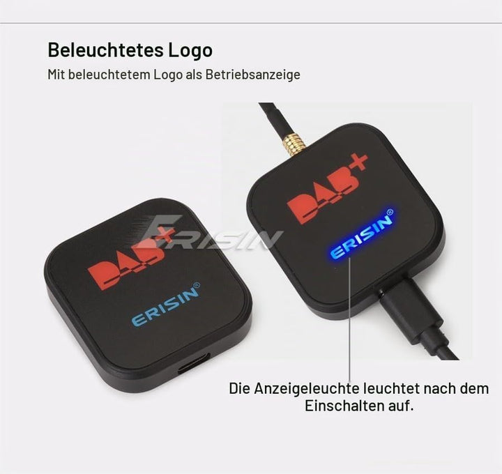 Erisin DAB+ Digital Radio Box Antenne mit Verstärkter Antenne Kit Adapter für Auto Stereo Android 9.