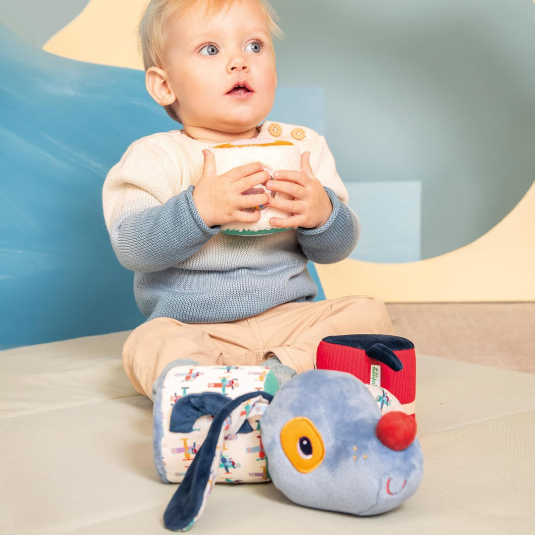 Lilliputiens – 4-in-1-Geräuschrolle mit Rasseln und zusammensteckbaren Zylindern – Babyspielzeug Jul